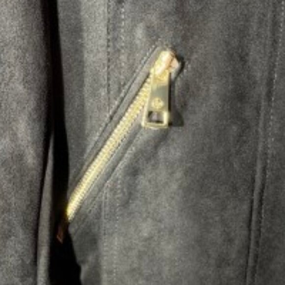 Adrienne‎ Vittadini Womens 1X Black Faux Suede Open Front Waterfall Cardigan - Picture 5 of 8